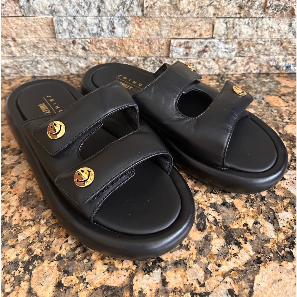Smiley X Joshua Sanders Black Leather Sandals